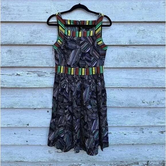 Duro Olowu Multi Color Cotton Fit & Flare Dress size 4 - Picture 3 of 5